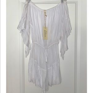Elan White off the shoulder Romper NWT